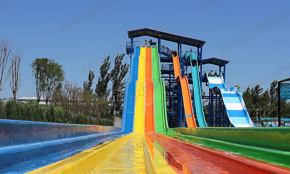河北保定海森水上大世界彩虹滑梯、高速滑梯、家庭宽滑梯组合平台